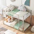 Twin Over Twin Metal Bunk Bed, Low Bunk Bed With Ladder,Silver Old Sku:Wf282465Aan Silver Metal