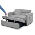 Loveseats Sofa Bed With Pull Out Bed, Adjsutable Back And Two Arm Pocket,Grey Grey Chenille