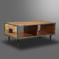 Coffee Table Black Metal Fitting Leg Kd Brown Solid Wood