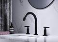 Two Handle High Arc Widespread Bathroom Sink Faucet 3 Hole Matte Black Stainless Steel