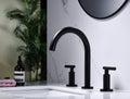 Two Handle High Arc Widespread Bathroom Sink Faucet 3 Hole Matte Black Stainless Steel