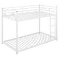 Twin Over Twin Metal Bunk Bed, Low Bunk Bed With Ladder,White Old Sku:Mf197033Aak White Metal