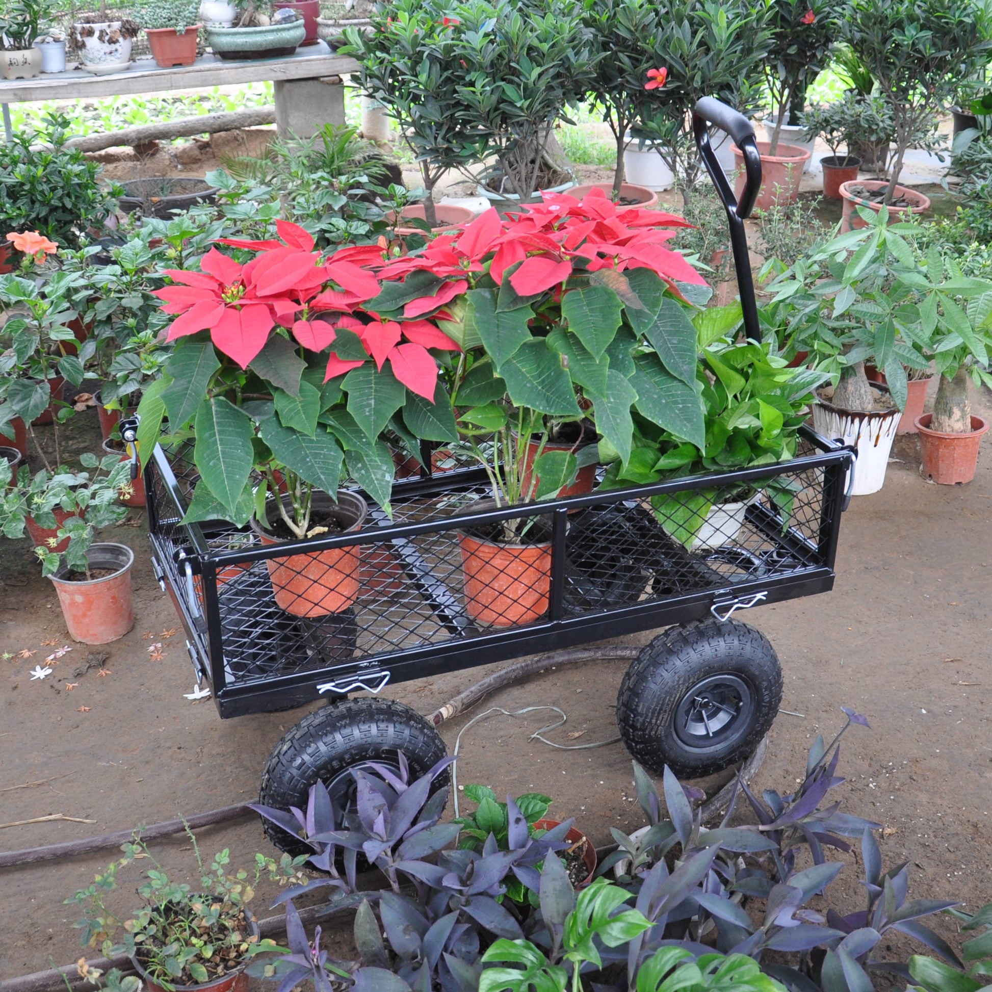 Wagon Cart Garden Cart Trucks Make It Easier To Transport Firewood Tc1840Bkg Black Metal