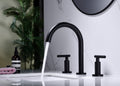 Two Handle High Arc Widespread Bathroom Sink Faucet 3 Hole Matte Black Stainless Steel