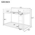 Twin Over Twin Metal Bunk Bed, Low Bunk Bed With Ladder,White Old Sku:Mf197033Aak White Metal