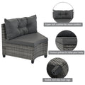 8 Pieces Outdoor Wicker Round Sofa Set, Half Moon Sectional Sets All Weather, Curved Sofa Set With Rectangular Coffee Table, Pe Rattan Water Resistant And Uv Protected, Movable Cushion, Gray Yes Gray Garden & Outdoor Wicker