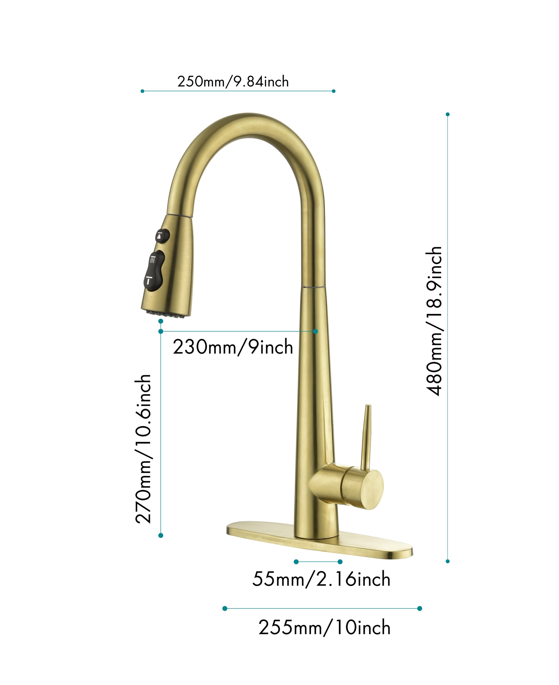 Gold Kitchen Faucets With Pull Down Sprayer, Kitchen Sink Faucet With Pull Out Sprayer, Fingerprint Resistant, Single Hole Deck Mount, Single Handle Copper Kitchen Faucet Gold Stainless Steel