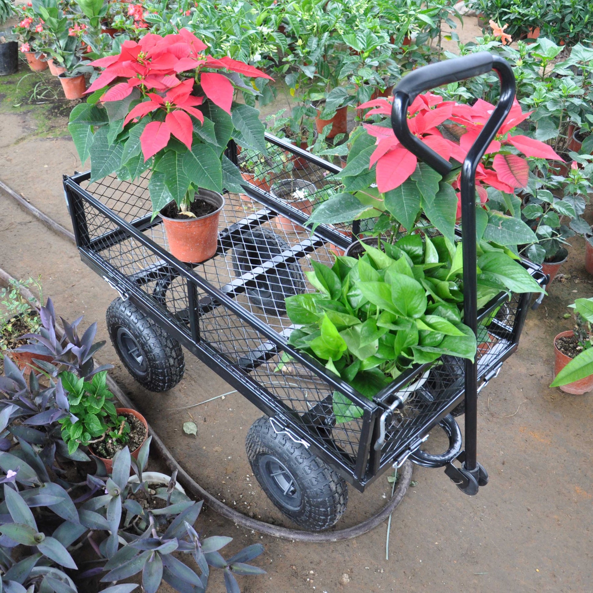 Wagon Cart Garden Cart Trucks Make It Easier To Transport Firewood Tc1840Bkg Black Metal