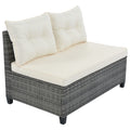 8 Pieces Outdoor Wicker Round Sofa Set, Half Moon Sectional Sets All Weather, Curved Sofa Set With Rectangular Coffee Table, Pe Rattan Water Resistant And Uv Protected, Movable Cushion, Beige Yes Complete Patio Set Beige Garden & Outdoor Wicker
