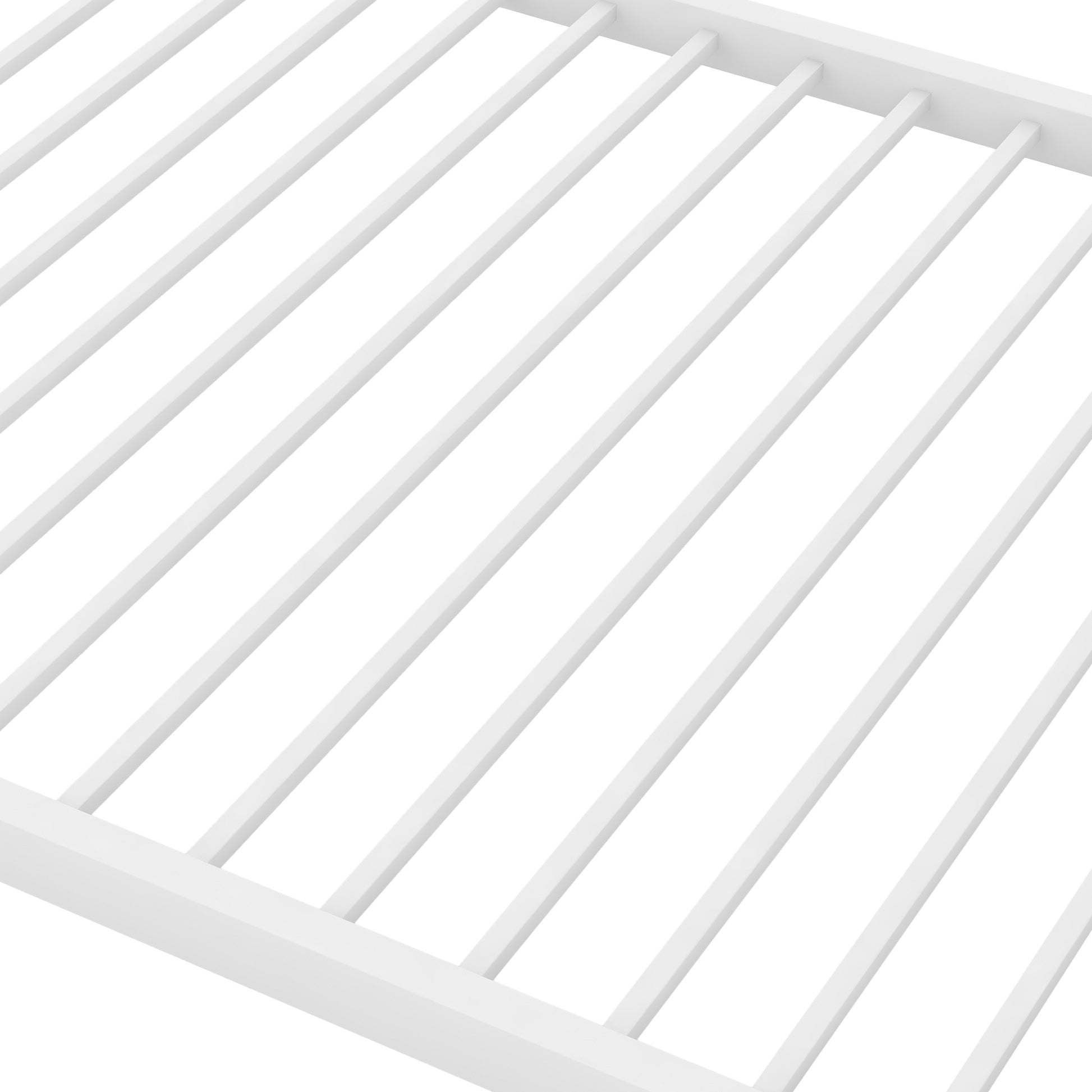 Twin Over Twin Metal Bunk Bed, Low Bunk Bed With Ladder,White Old Sku:Mf197033Aak White Metal