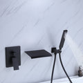 Waterfall Wall Mounted Tub Filler With Handheld Shower Matte Black Brass