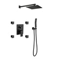 Shower System, 10 Inch Matte Black Full Body Shower System With Body Jets, Square Rainfall Shower Head, Handheld Shower, And 3 Functions Pressure Balance Shower Valve, Bathroom Luxury Faucet Set. Matt Black Brass