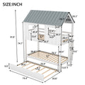 House Bunk Bed With Trundle,Roof And Windows,White Old Sku:Gx000705Aak White Pine