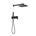 Brass Matte Black Shower Faucet Set Shower System 10 Inch Rainfall Shower Head With Handheld Sprayer Bathroom Luxury Rain Mixer Combo Set, Rough In Valve Included Matt Black Brass