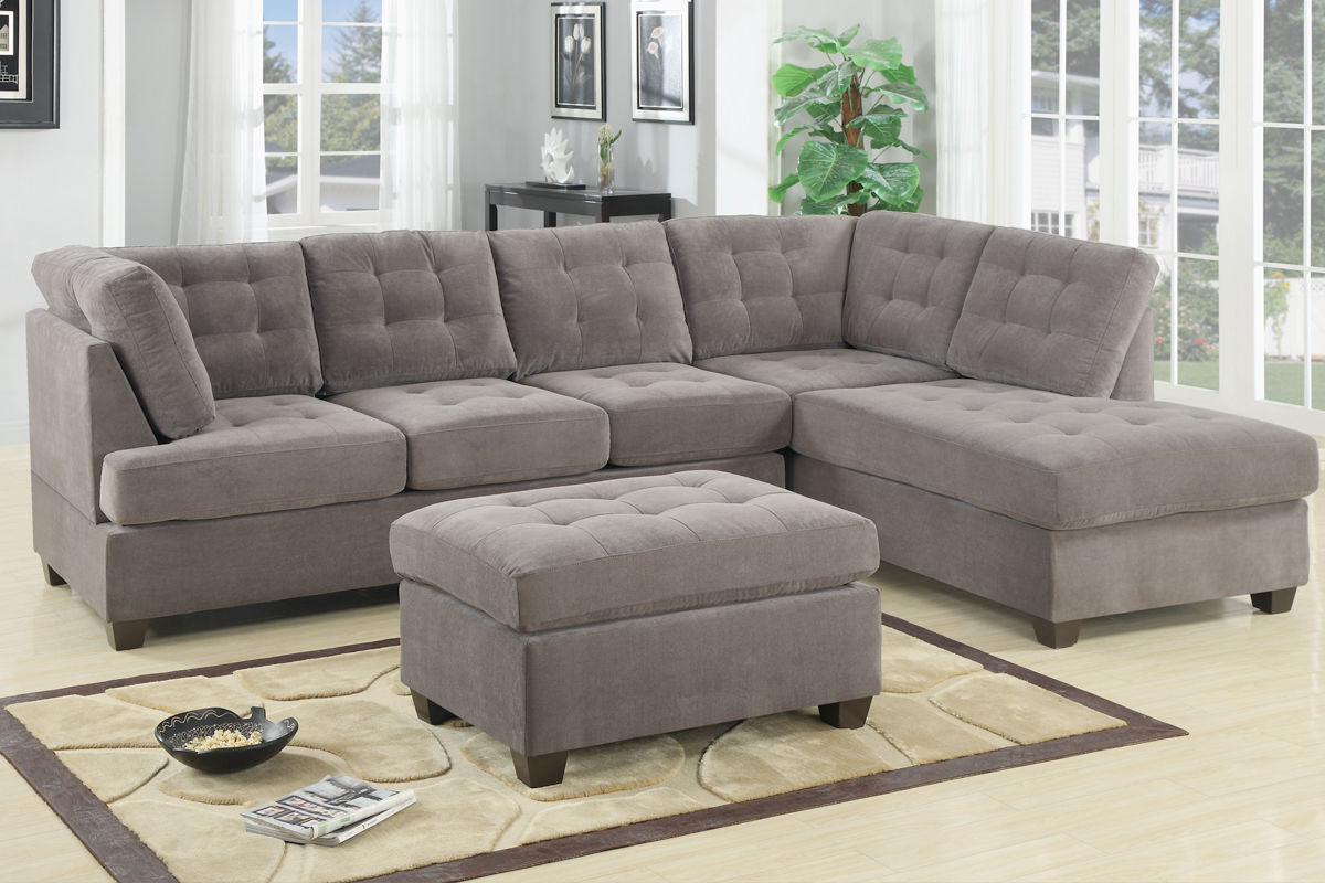 Living Room Sectional Waffle Suede Charcoal Color Sectional Sofa W Pillows Couch Tufted Cushion Contemporary No Ottoman Charcoal Grey Suede Wood Primary Living Space Tufted Back Contemporary,Modern L Shaped Pillow Top Arms Suede 5 Seat