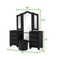 Sophia Queen 4 Pc Vanity Upholstery Bedroom Set Made With Wood In Black Box Spring Not Required Queen Black Wood 4 Piece Set Bedroom Contemporary,Modern Acacia Upholstered Velvet Tufted Wood