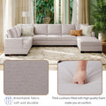 Ustyle Modern Large Upholstered U Shape Sectional Sofa, Extra Wide Chaise Lounge Couch, Beige Beige Polyester