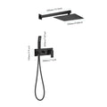 Brass Matte Black Shower Faucet Set Shower System 10 Inch Rainfall Shower Head With Handheld Sprayer Bathroom Luxury Rain Mixer Combo Set, Rough In Valve Included Matt Black Brass