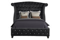 Sophia Queen 4 Pc Vanity Upholstery Bedroom Set Made With Wood In Black Box Spring Not Required Queen Black Wood 4 Piece Set Bedroom Contemporary,Modern Acacia Upholstered Velvet Tufted Wood