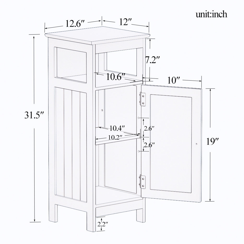 Bathroom Single Door Cabinet White Mdf