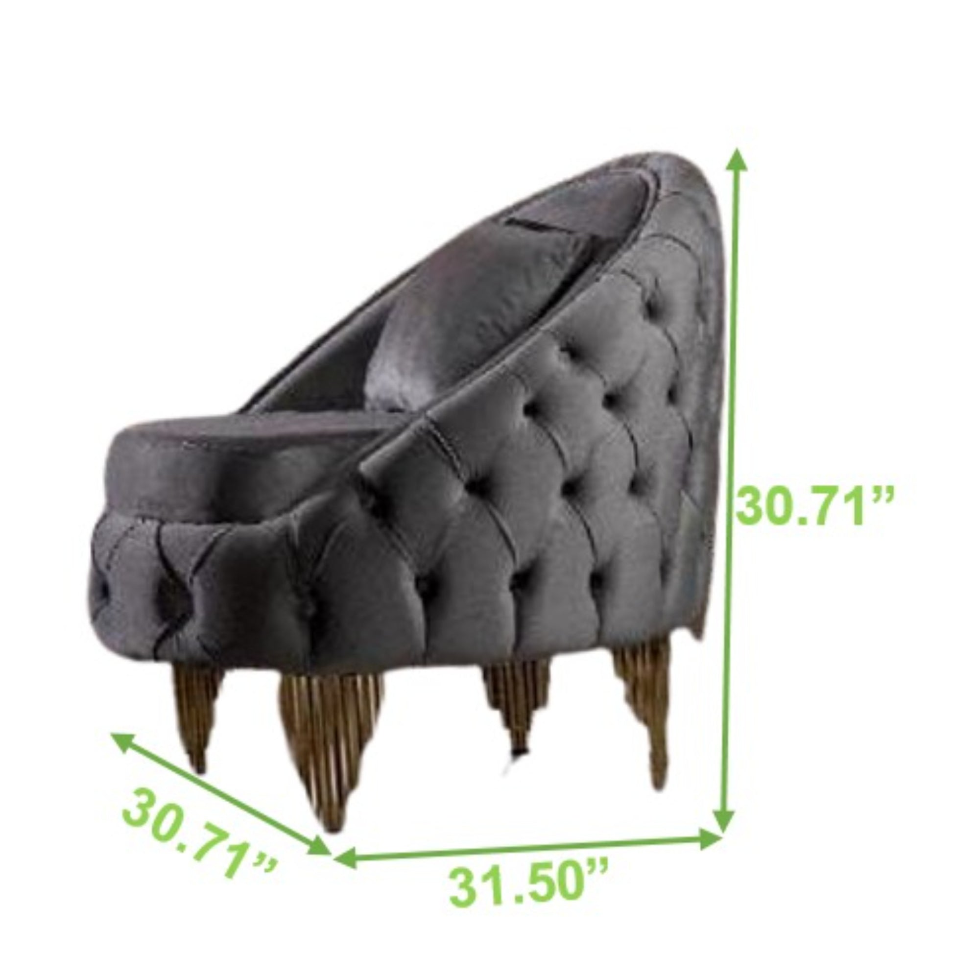 Chair With Fabric Button Tufted Velvet Upholstery Finish In Grey Grey Primary Living Space Modern Solid Wood Mdf Wood