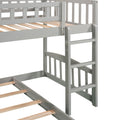 Stairway Twin Over Twin Bunk Bed With Two Drawers And Slide, Gray Old Sku :Lp000156Aae Gray Solid Wood