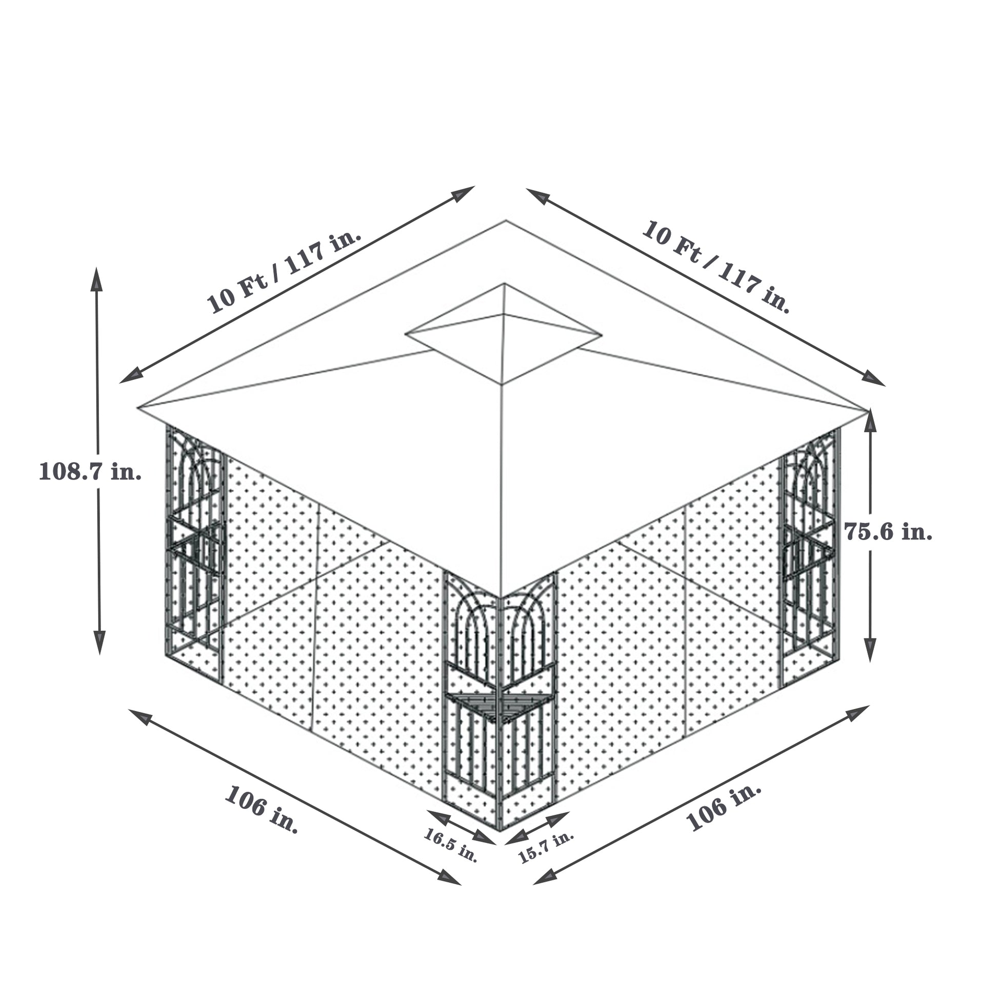 10X10 Outdoor Patio Gazebo Canopy Tent With Ventilated Double Roof And Mosquito Net Detachable Mesh Screen On All Sides ,Suitable For Lawn, Garden, Backyard And Deck,Brown Top Brown Steel