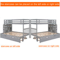 Twin Over Twin Full Bunk Bed With Twin Size Trundle Gray Old Sku :Lp000025Aae Gray Solid Wood