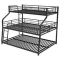 Twin Xl Full Xl Queen Triple Bunk Bed With Long And Short Ladder And Full Length Guardrails,Black Black Metal