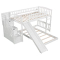 Stairway Twin Over Twin Bunk Bed With Two Drawers And Slide, White Old Sku :Lp000156Aak White Solid Wood