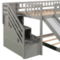 Stairway Twin Over Twin Bunk Bed With Two Drawers And Slide, Gray Old Sku :Lp000156Aae Gray Solid Wood