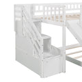 Stairway Twin Over Twin Bunk Bed With Two Drawers And Slide, White Old Sku :Lp000156Aak White Solid Wood