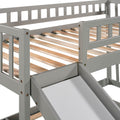 Stairway Twin Over Twin Bunk Bed With Two Drawers And Slide, Gray Old Sku :Lp000156Aae Gray Solid Wood