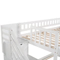 Stairway Twin Over Twin Bunk Bed With Two Drawers And Slide, White Old Sku :Lp000156Aak White Solid Wood