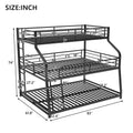 Twin Xl Full Xl Queen Triple Bunk Bed With Long And Short Ladder And Full Length Guardrails,Black Black Metal