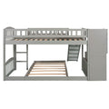 Stairway Twin Over Twin Bunk Bed With Two Drawers And Slide, Gray Old Sku :Lp000156Aae Gray Solid Wood