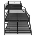 Twin Xl Full Xl Queen Triple Bunk Bed With Long And Short Ladder And Full Length Guardrails,Black Black Metal