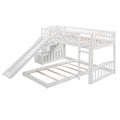 Stairway Twin Over Twin Bunk Bed With Two Drawers And Slide, White Old Sku :Lp000156Aak White Solid Wood