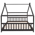 Full Size House Bed Wood Bed, Espresso Espresso Solid Wood