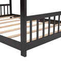 Full Size House Bed Wood Bed, Espresso Espresso Solid Wood