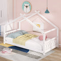 Twin Size House Bed Wood Bed, White Old Sku:Wf282521Aak White Solid Wood