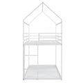 Bunk Beds For Kids Twin Over Twin,House Bunk Bed Metal Bed Frame Built In Ladder,No Box Spring Needed White White Metal