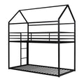 Bunk Beds For Kids Twin Over Twin,House Bunk Bed Metal Bed Frame Built In Ladder,No Box Spring Needed Black Black Metal