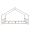 Full Size House Bed Wood Bed, White White Solid Wood