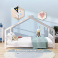 Full Size House Bed Wood Bed, White White Solid Wood