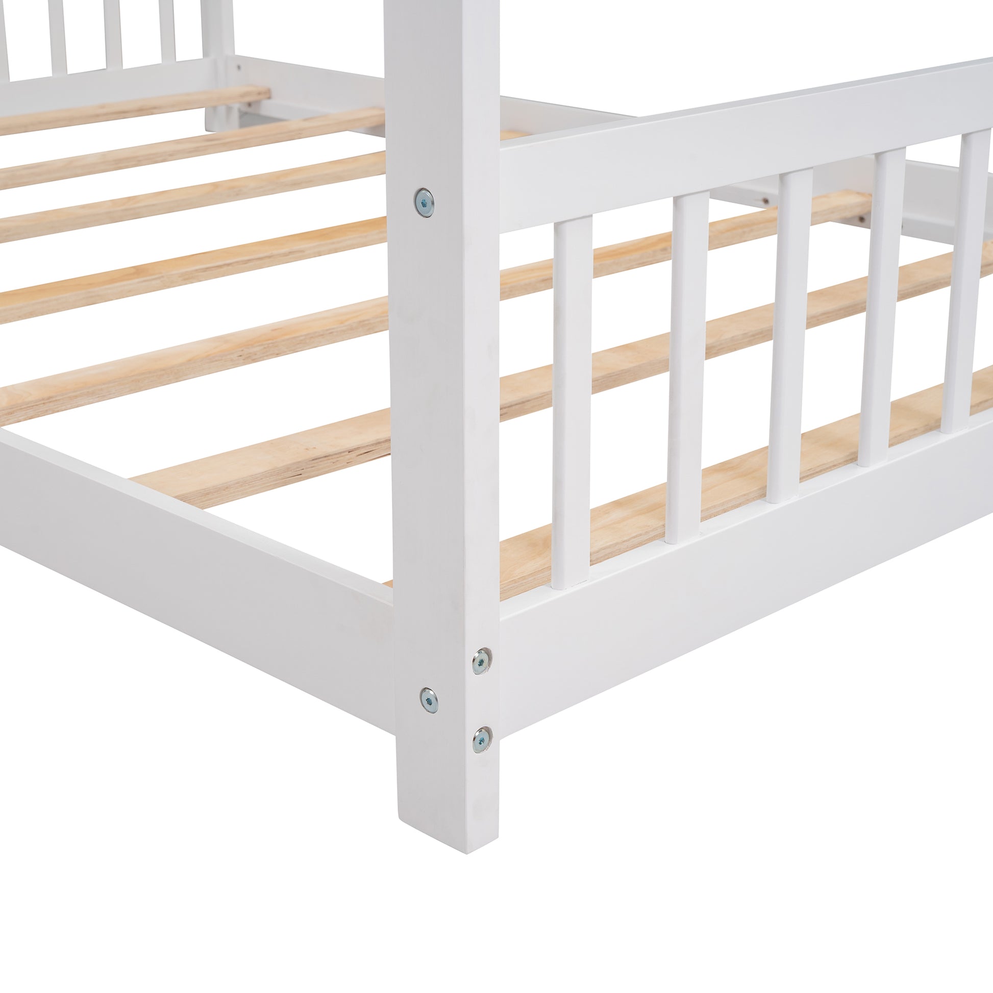 Full Size House Bed Wood Bed, White Old Sku:Wf282521Aak White Solid Wood