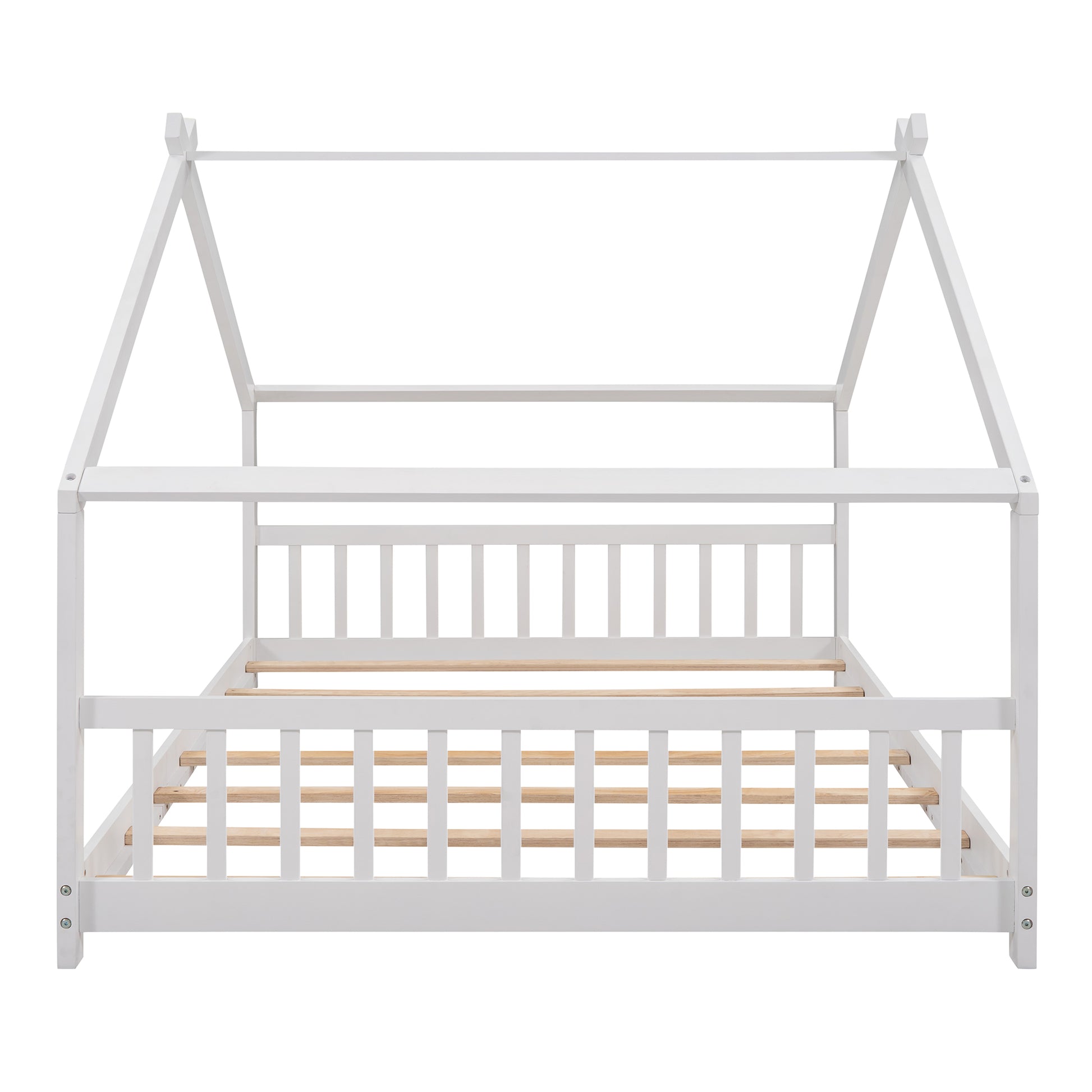 Full Size House Bed Wood Bed, White Old Sku:Wf282521Aak White Solid Wood