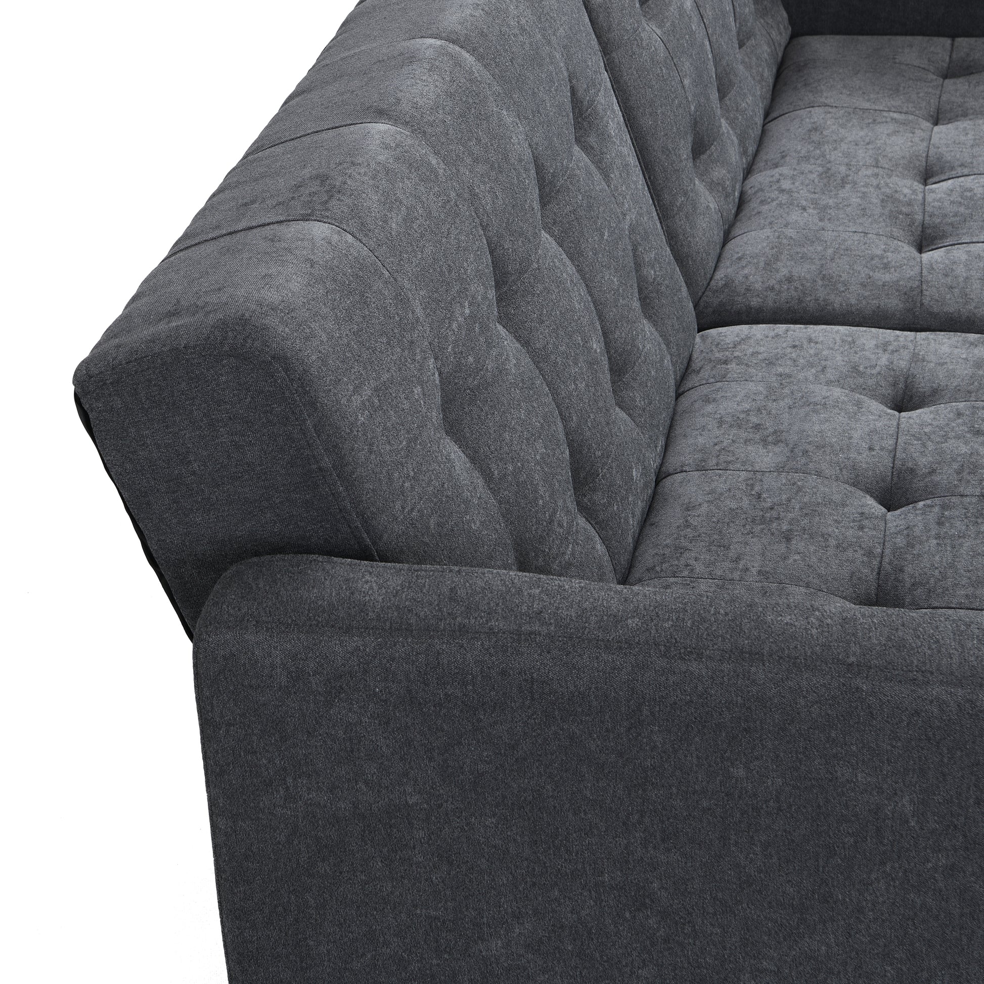 Sofa Bed Convertible Folding Dark Grey Lounge Couch Loveseat Sleeper Sofa Armrests Living Room Bedroom Apartment Reading Room Dark Gray Linen
