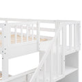 Stairway Twin Over Full Bunk Bed With Storage And Guard Rail For Bedroom, White Color Old Sku :Lp000019Aak White Solid Wood