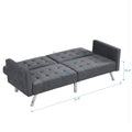 Sofa Bed Convertible Folding Dark Grey Lounge Couch Loveseat Sleeper Sofa Armrests Living Room Bedroom Apartment Reading Room Dark Gray Linen
